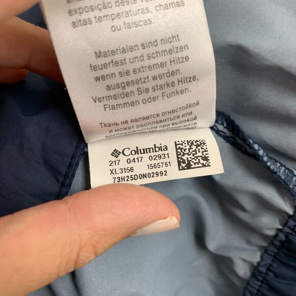 Columbia Hooded Rain Jacket Womens XS Extra Small Navy Vented Nylon Arcadia II - Picture 12 of 14